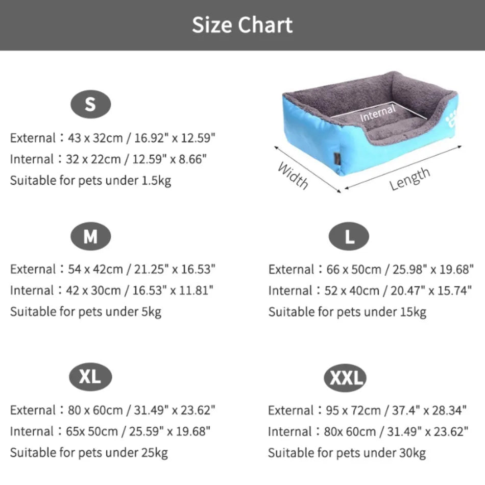 Large Pet Bed Square Plush