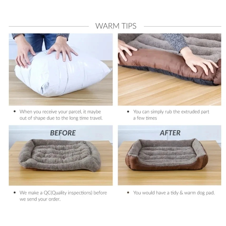 Large Pet Bed Square Plush