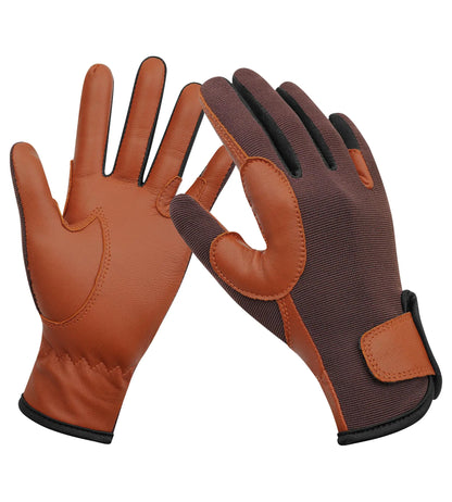 Kids Breathable Leather Riding Gloves