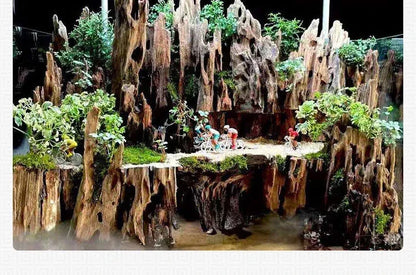Fish Tank Decorations Natural Porous Wooden